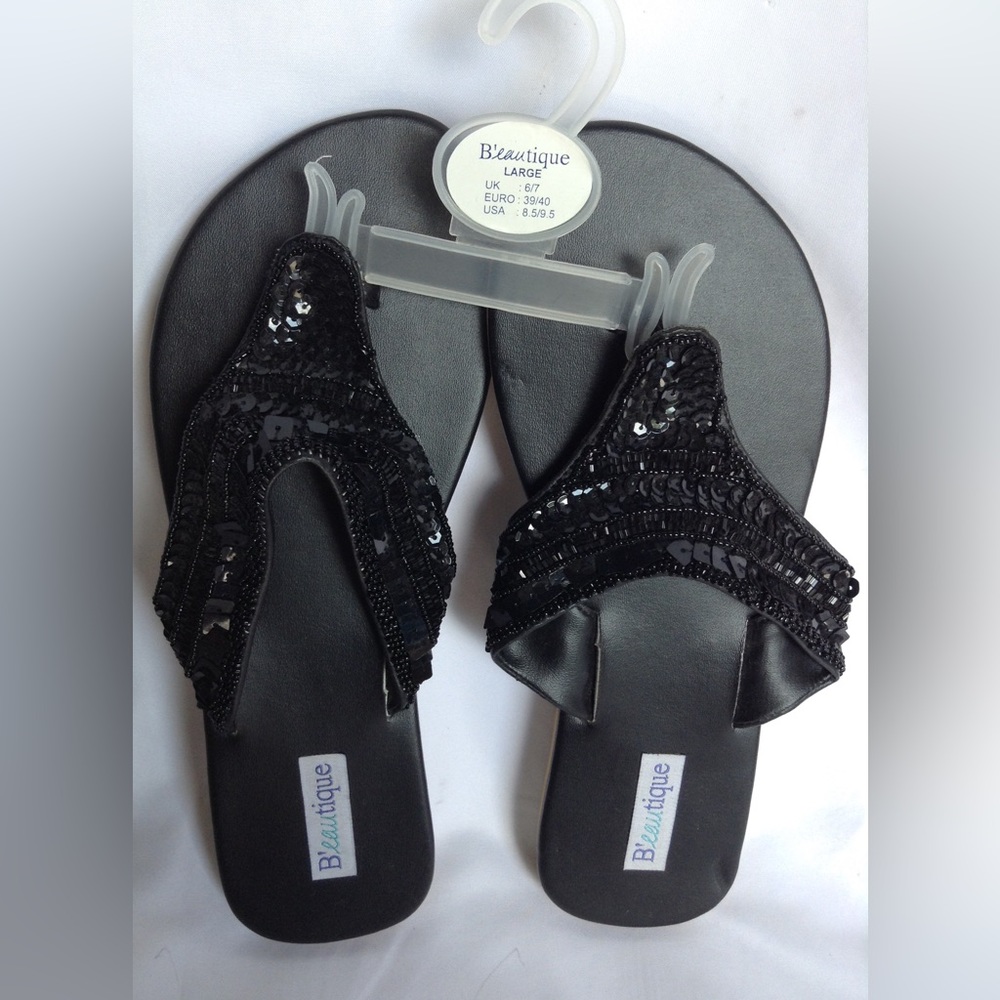 New sequin sandals black large